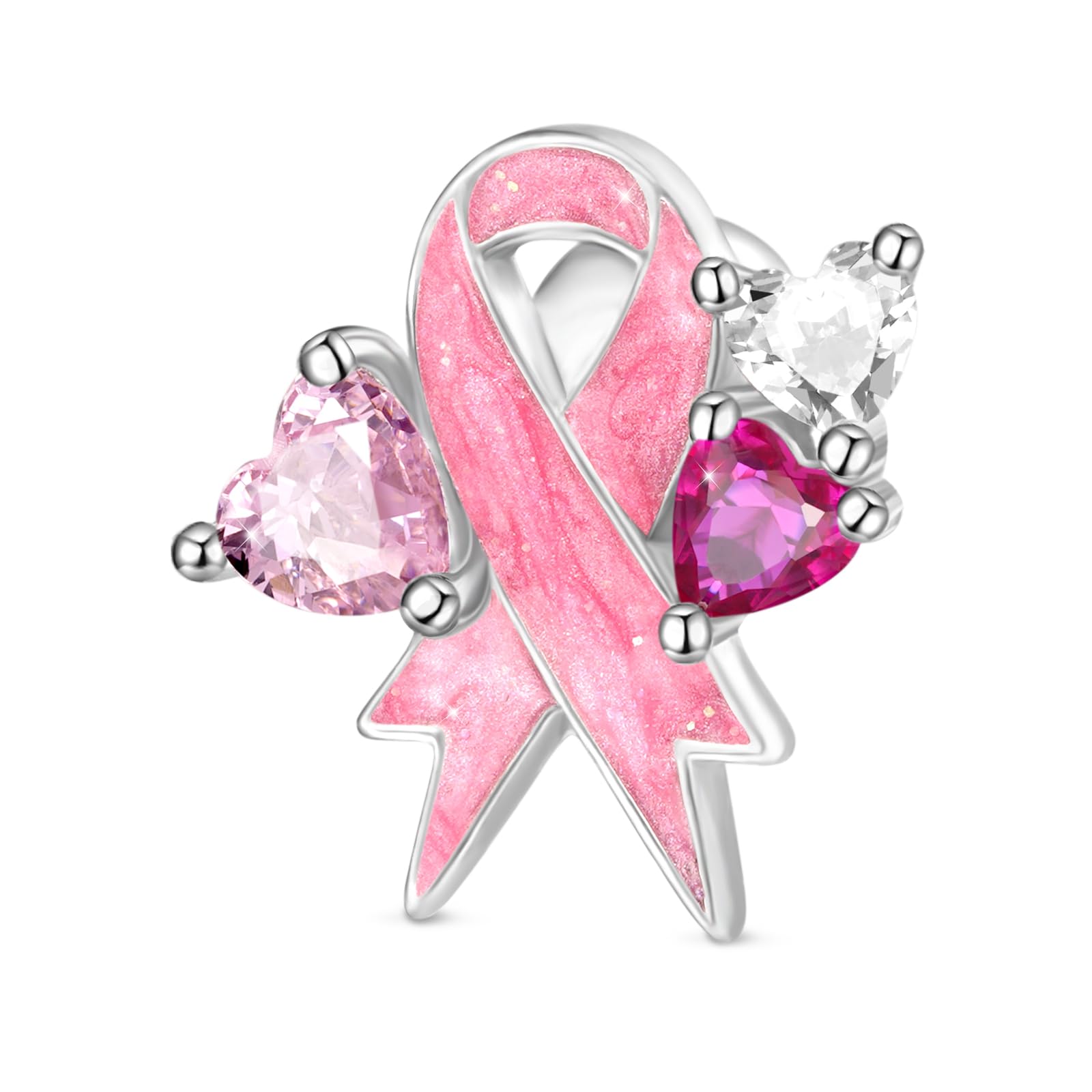 "Consapevolezza Del Cancro Al Seno" Ciondolo di Nastro Rosa in,Argento Sterling 925 Ciondolo Per le Donne Regalo Per Lei e Per La Mamma