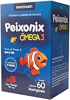 Peixonix Ômega 3 Infantil EPA DHA 60 Cápsulas Mastigáveis Sabor Cereja Maxigold