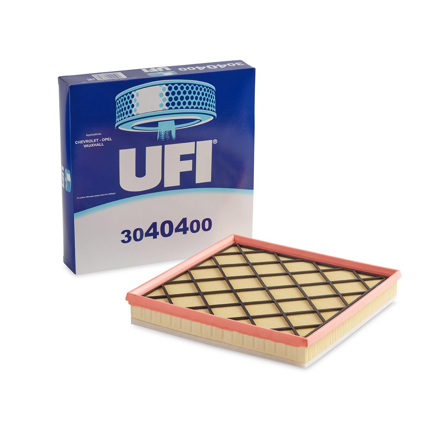 UFI Filters, Filtro de Aire 30.404.00, Filtro de Aire de Recambio, Apto para Coches, Apto para Modelos Chevrolet EU, Opel y Vauxhall