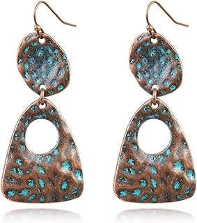 Handmade Boho Hammered Earrings for Women Girls Vintage Classic Teardrop Earrings Antique Tribal Ethnic Earrings Vintage Bohemian Jewelry