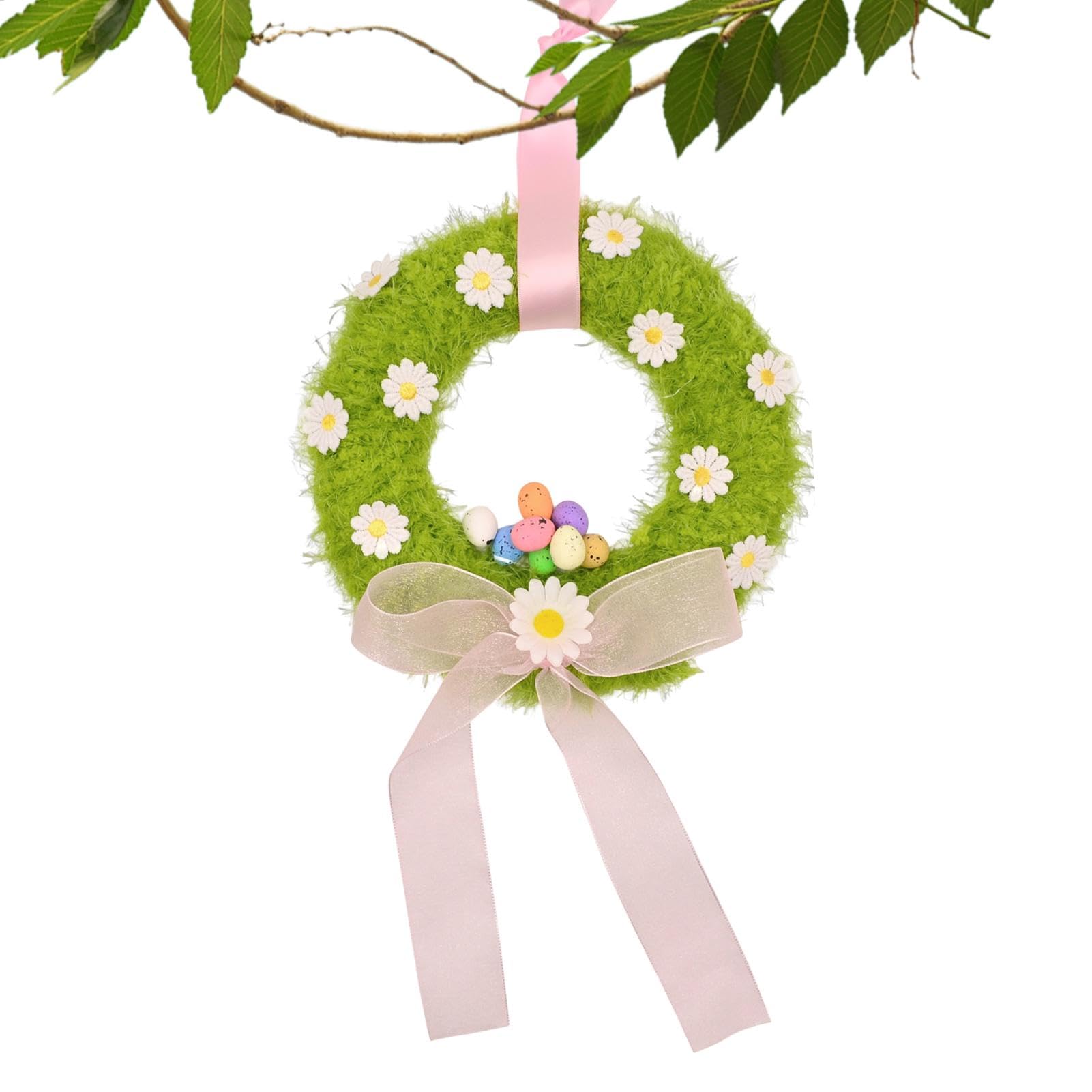 Couronne de lapin de Pâques rustique avec nœud pour décoration de porte