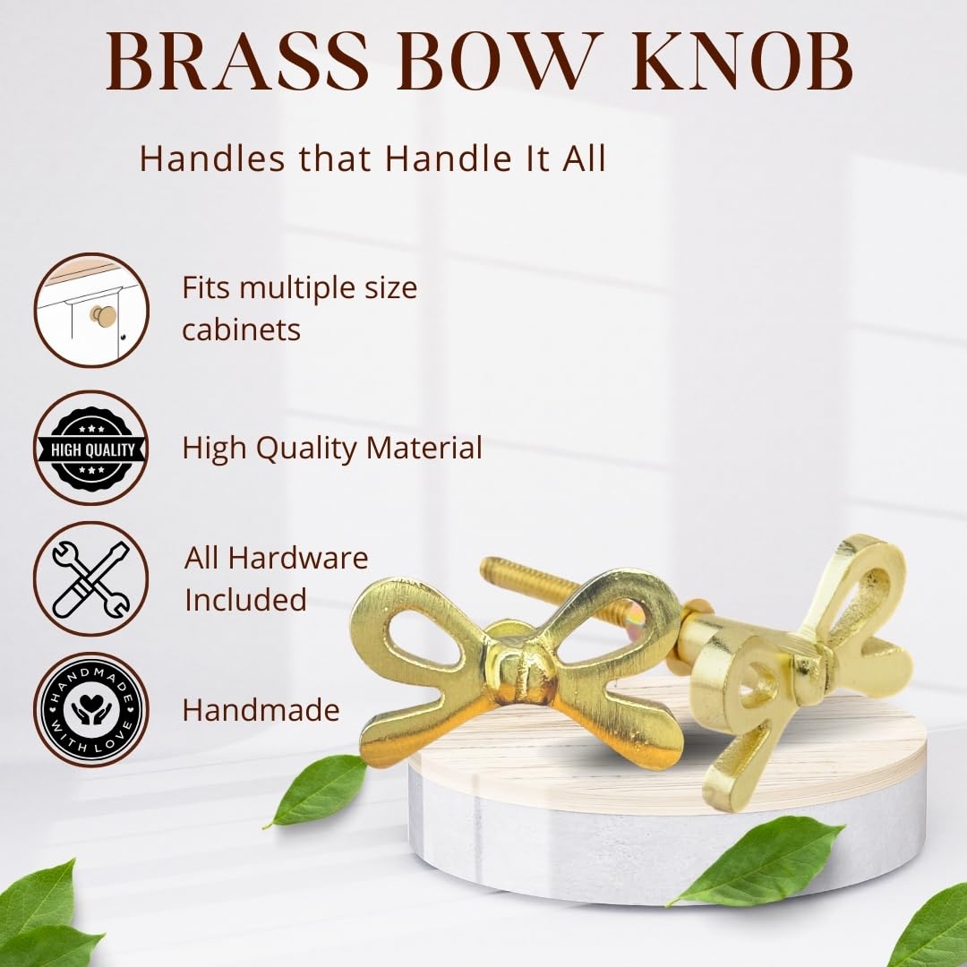 Perilla Home Set of 6 Brass Bow Knobs for Cabinet & Drawers Decorative Bow  Knobs for Home Kitchen Cabinet Hardware Cupboard Metal knobs Door Dresser  Wardrobe and Drawer Pulls - Amazon.com