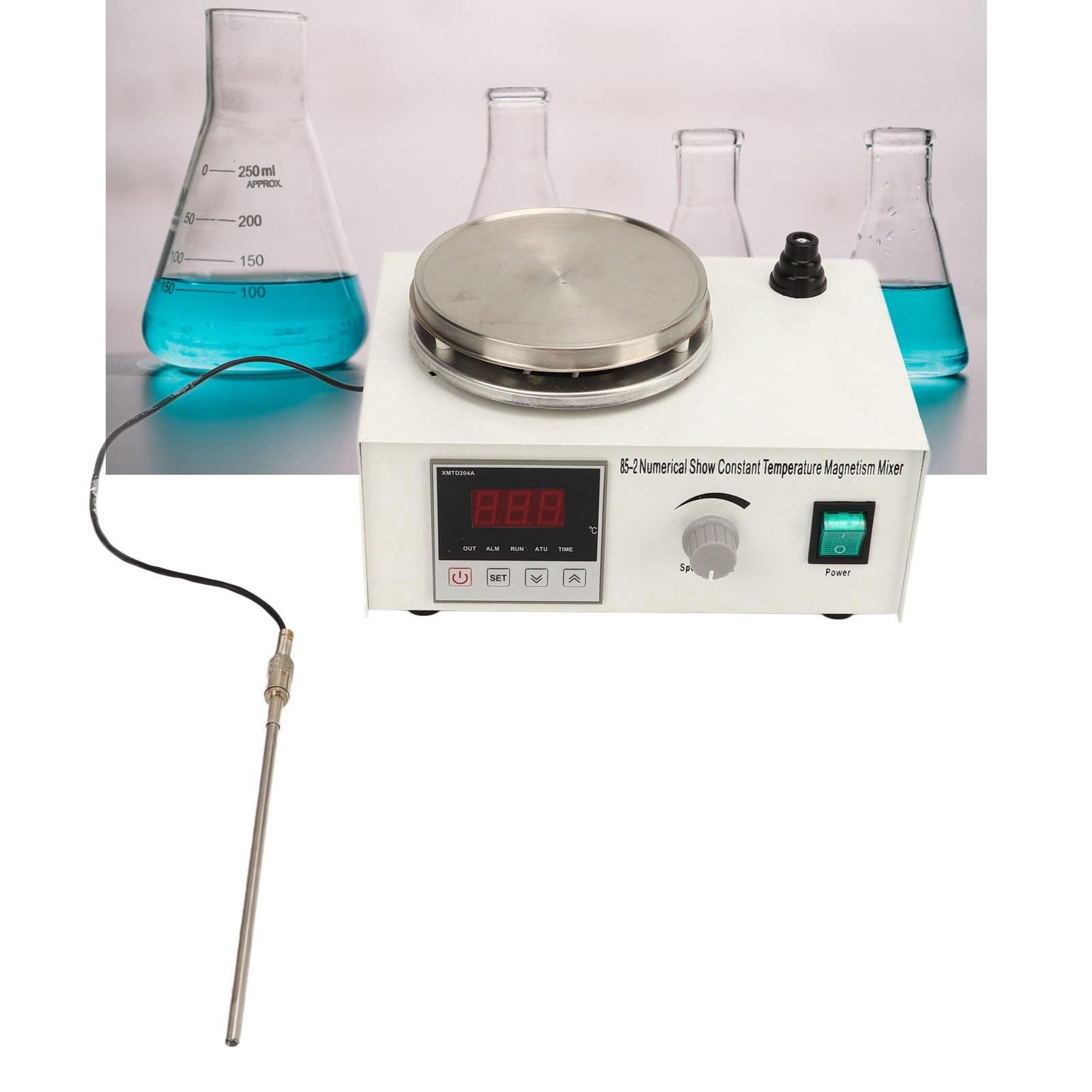 Agitador Magnético con Pantalla Digital 85-2 0-2400 RPM Mezclador de Placa Caliente Magnética de Calentamiento de Temperatura Constante para Laboratorio (Enchufe UE 220V)