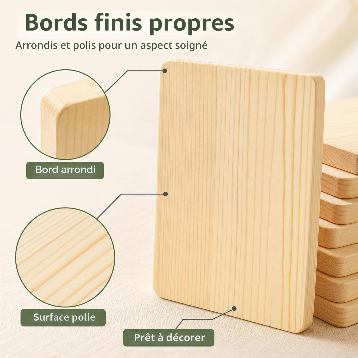 Planche Bois 10 Pièces - Planches en Bois de Pin Naturel 24x14x1 cm, Planche Apéro, Planche de Bois Non Traité pour Petit-Déjeuner, Charcuterie, Légumes - Idéal pour DIY