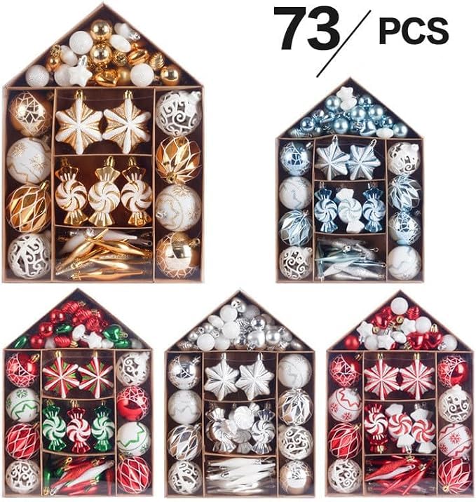 Set di Ornamenti Natalizi a Forma di Caramella Colorati 73 Pz，T