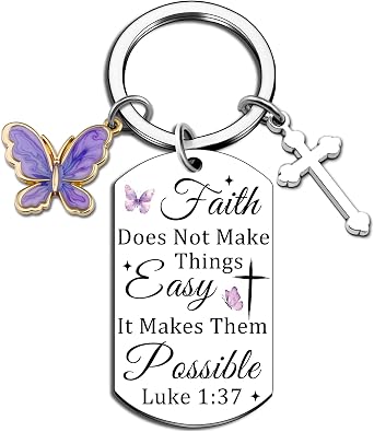 Christian Gift for Women Inspirational Cross Keychain Faith Gift for Sister | Mom Teen Girls Religious Keychains for Women Bible Verse Christian Gifts for Ladies Baptism Graduation Present