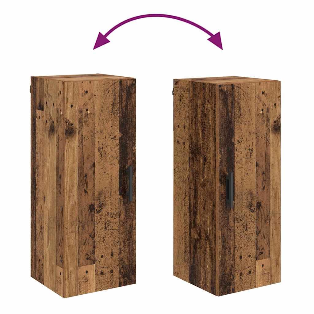 vidaXL Wandschrank Altholz 34,5 x 34 x 90 cm Holzwerkstoff, Wandregal fürs Wohnzimmer, modernes Design, viel Stauraum, platzsparendes Möbelstück, praktische Aufbewahrung