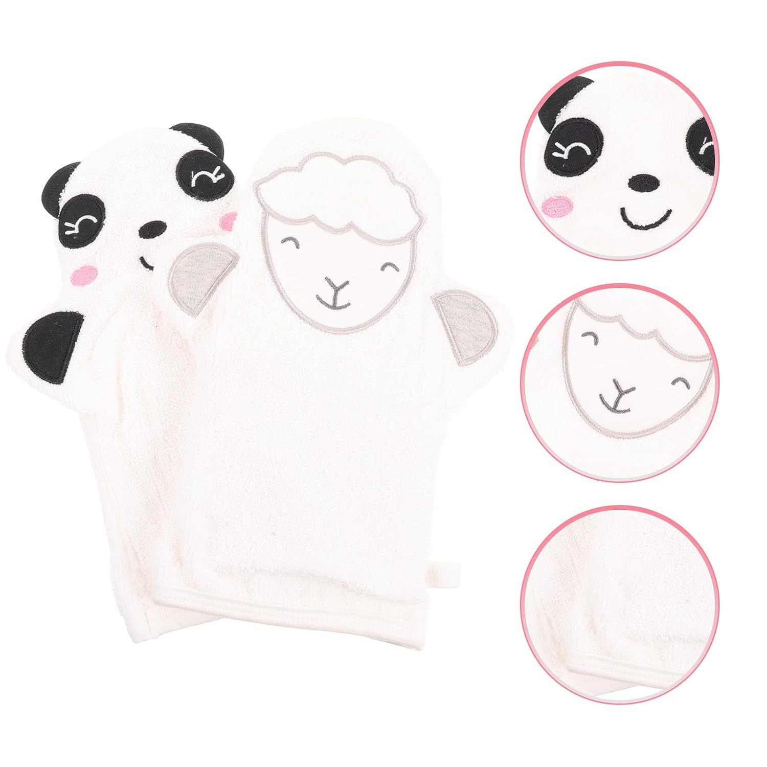 2pcs Large Cartoon Shower Gloves Skin Scrubbing Mitts Bathing Wash Gloves with Animal Design for Exfoliating Bath Accessories