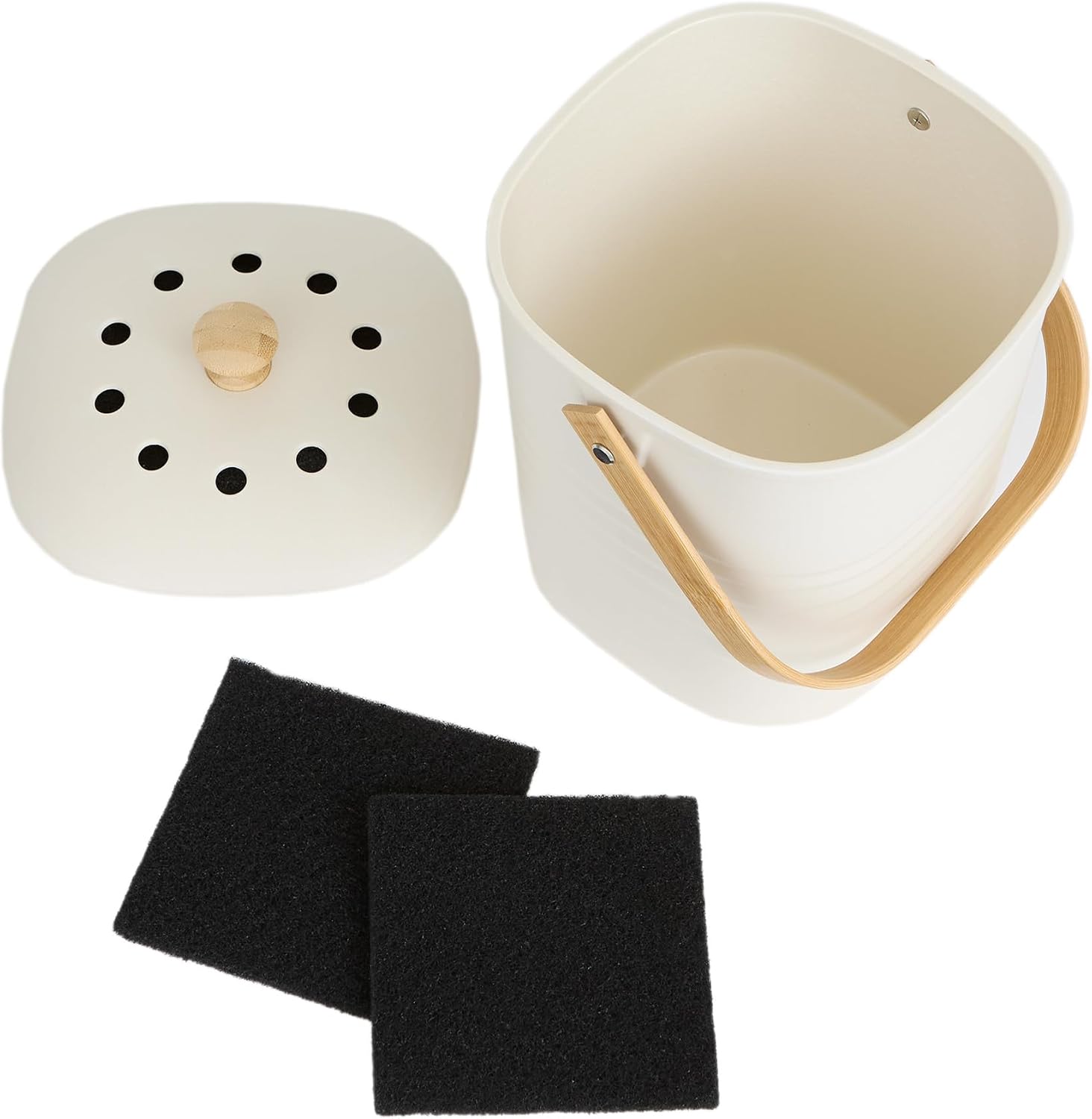 RSVP International Compost Bin with Lid, Charcoal Filter, 3.5 Qt, Black