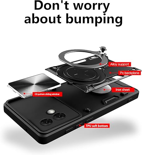 Miniatura 2 de Elubugod Funda compatible con Motorola Moto G84 5G, con cubierta deslizante para lente de cámara compatible con Motorola Moto G84 5G, color rojo