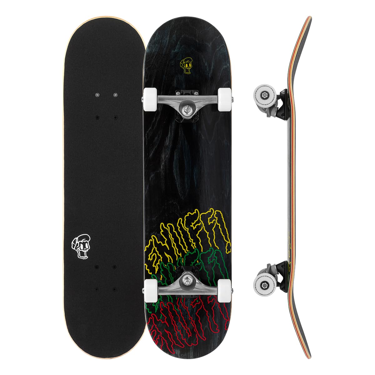 8" x 32" Enuff Three Tier Reloaded - Black - Complete Skateboard - 7 Ply Maple Deck and Premium Components: Decade Pro Trucks, 53mm XX Wheels, ABEC-7 Chrome Bearings, Skull Icon Grip Tape