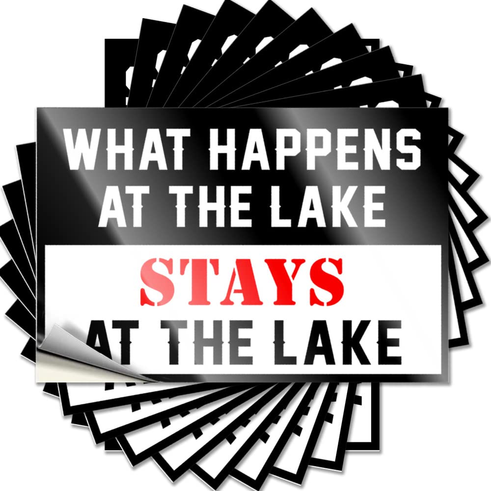Ejxn Men's One Color Stickers For Car What Happens At The Lake Stays At The Lake Funny Sticker 10 Pcs Cars Stickers Signs For Man Cave(6X9cm)