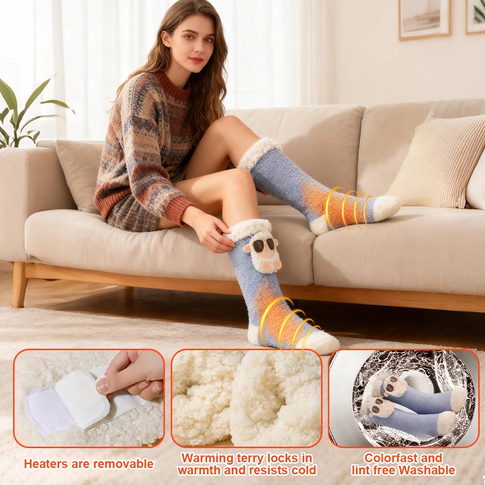 Chaussettes Chauffantes Enfant, ADDLIVE Chaussettes Chauffantes Homme Femme Rechargeable, Heated Socks avec 3 Réglage de Température, Contrôle APP, Température Maximale Jusqu'à 65°C pour Ski Randonnée