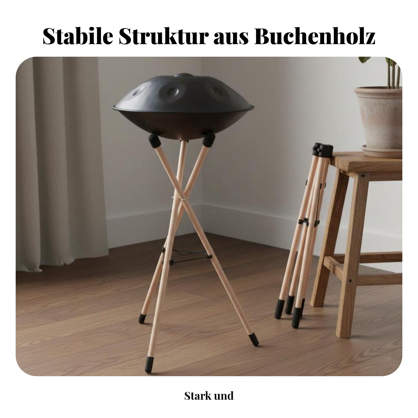 Robustes Holzstativ für Und Drum mit Verstellbarem Seilsystem Und Schaumstoffpolstern für Studio Auftritte Und Live Musik , Groß