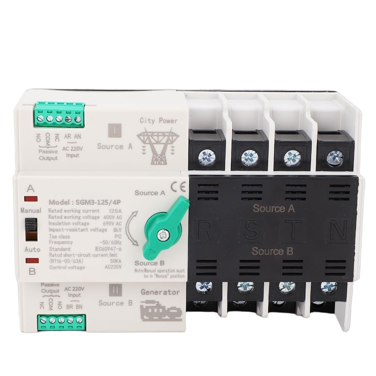 Double Power Transfer 4P 400V 125A Generator Changeover for Shopping Mall Double Power Changeover