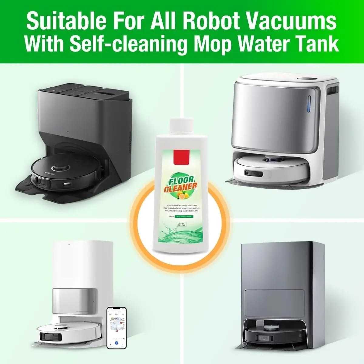 Limpiador de suelos de 500 ml, apto for todos los robots aspiradores, compatible con Tineco(2 bottles)
