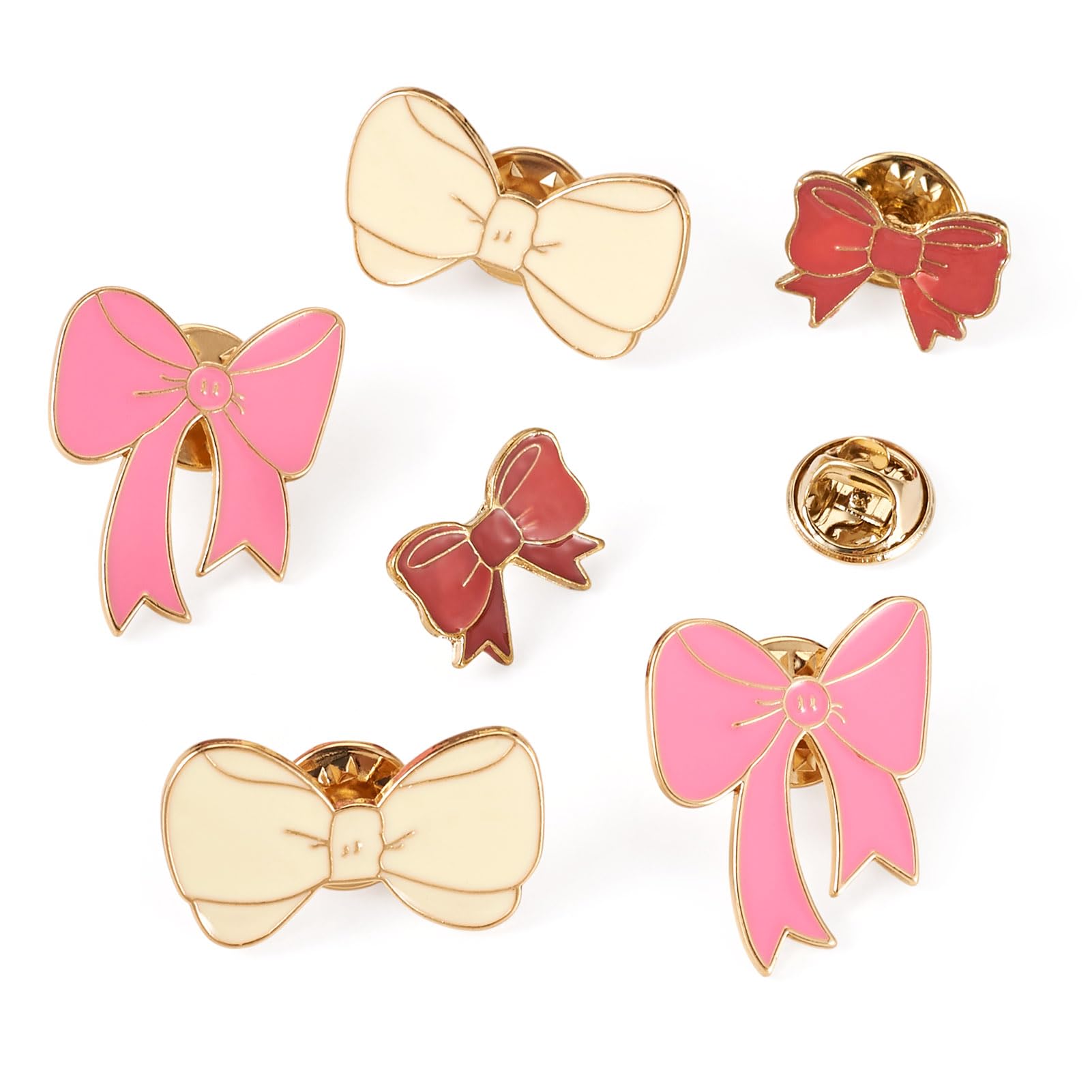 6Pcs 3 Styles Bowknot Enamel Pins Colorful Bow Tie Brooch Pins Ribbon Bow Brooch Badges for Backpacks Bags Hats Clothing Decorative Supplies