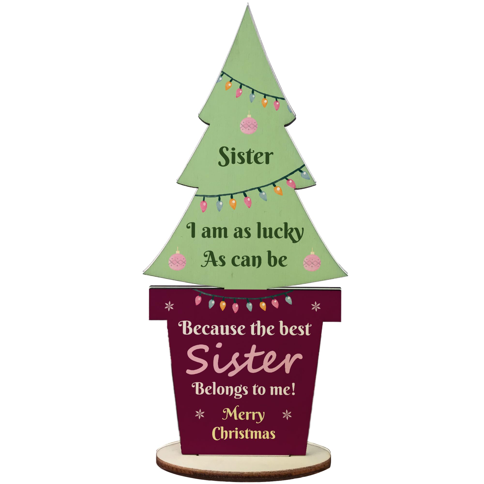 Christmas For Sister Wooden Christmas Tree Thank You Sister Keepsake