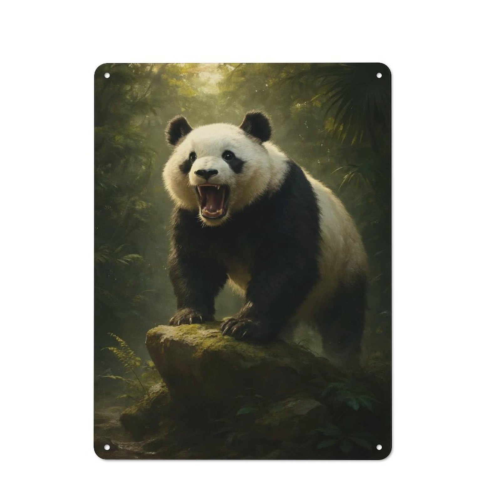 Roaring Panda in Jungle Tin Sign 40x30cm, Garage Style Workshop Wall Decor for Garage, Workshop, Shed Or Utility Room