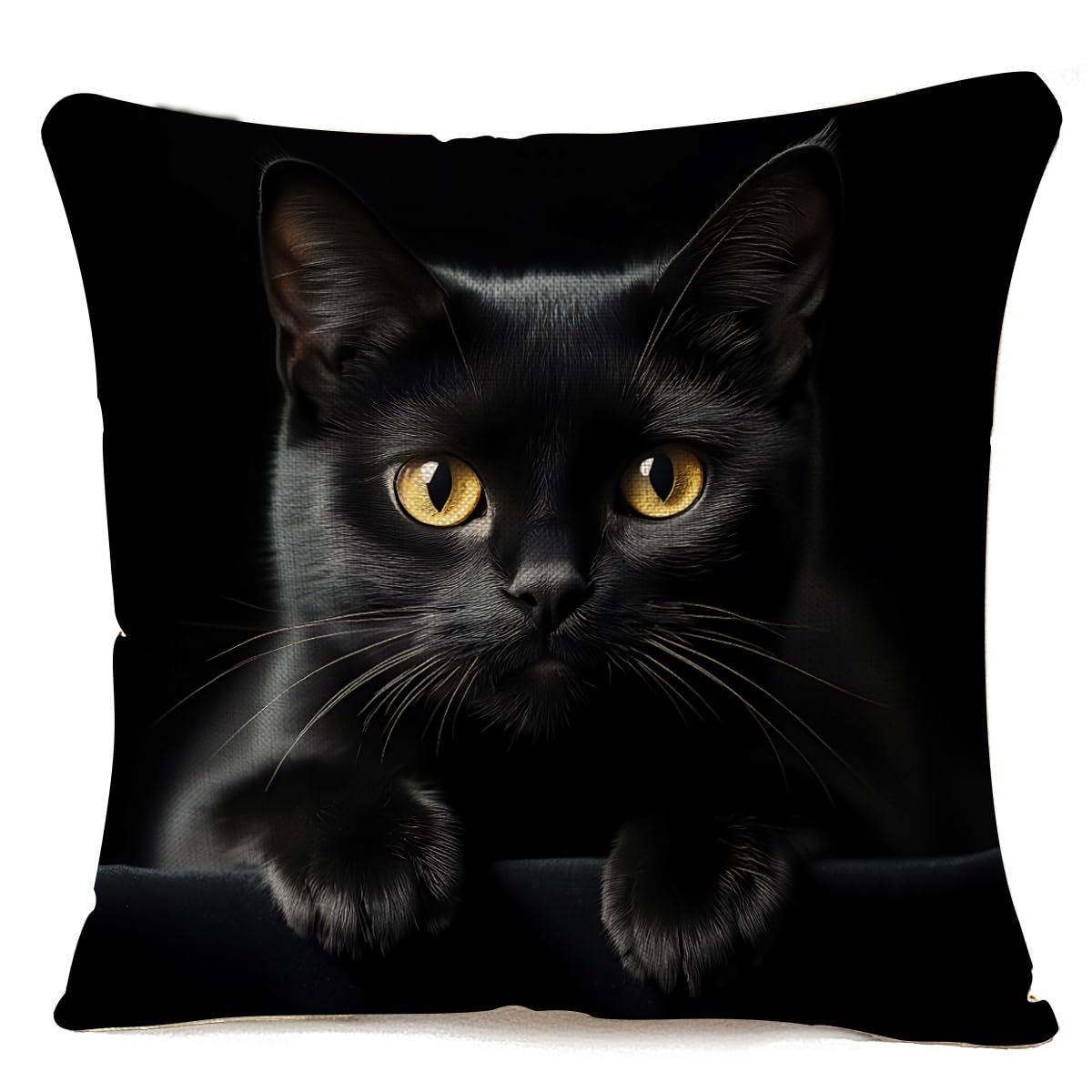 IBILIU Cute Black Cat Throw Pillow Covers 18X18,Black Kitten Kitty Linen Burlap Cushion Cases Decorative Pillow Cases for Couch Sofa Bedroom