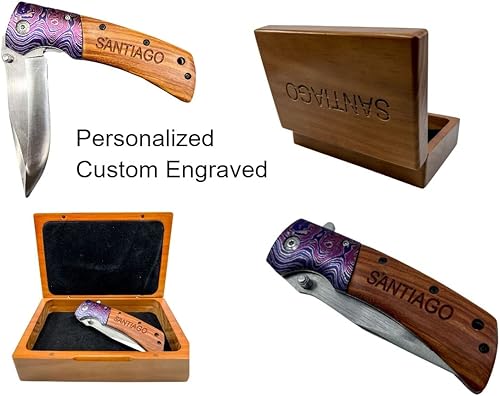 Miniatura 5 de Pocket Knife Gifts For Men Stainless Steel 5 Blade With Ultra-Secure  Comfortable Belt Clip Personalized Engraved Knive for Everyday Carry Groomsmen