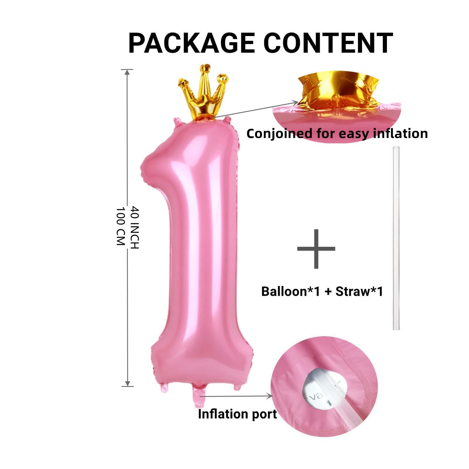 Unique Party Palloncino Foil 1° Compleanno – 45 Cm A Forma Di Prisma Rosa Con Orsacchiotto - 2