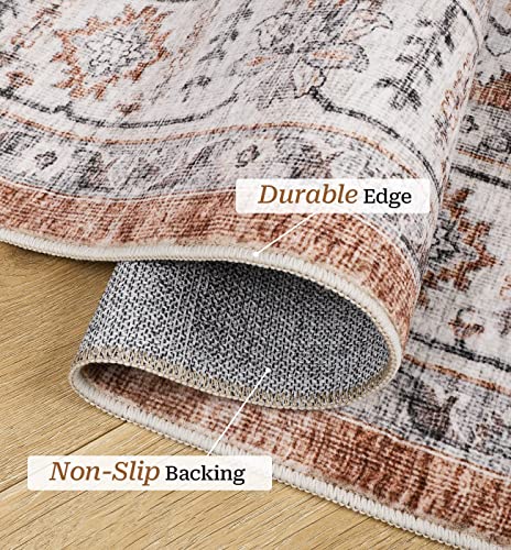 Befbee 5X7 Area Rugs For Living Room,Stain Resistant Washable Rug,Non-Slip Backing Rugs For Bedroom,Kitchen,Printed Persian Rug -Vintage Home Decor (Brown/Grey, 5'X7') #TOP3