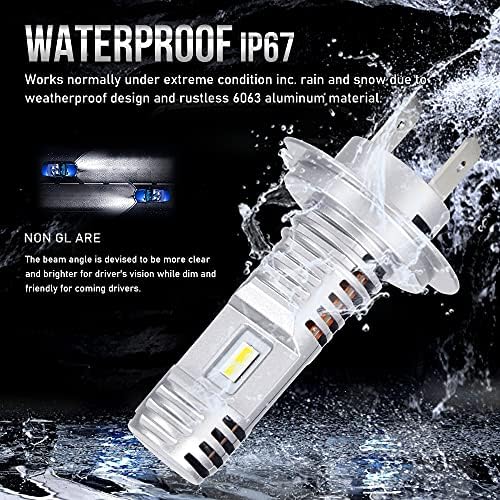 OPP ULITE H7 Led Headlight Bulbs Upgraded Chip 70W 10000 Lumens Extremely Bright Waterproof All-in-One H7 LED Headlight Conversion Kit 6500K Xenon White - Pack of 2