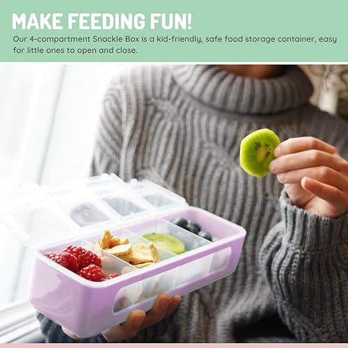 Miniatura 4 de melii Caja de aperitivos  4 compartimentos separados con tapas, contenedor dividido para aperitivos, almacenamiento de alimentos para niños y