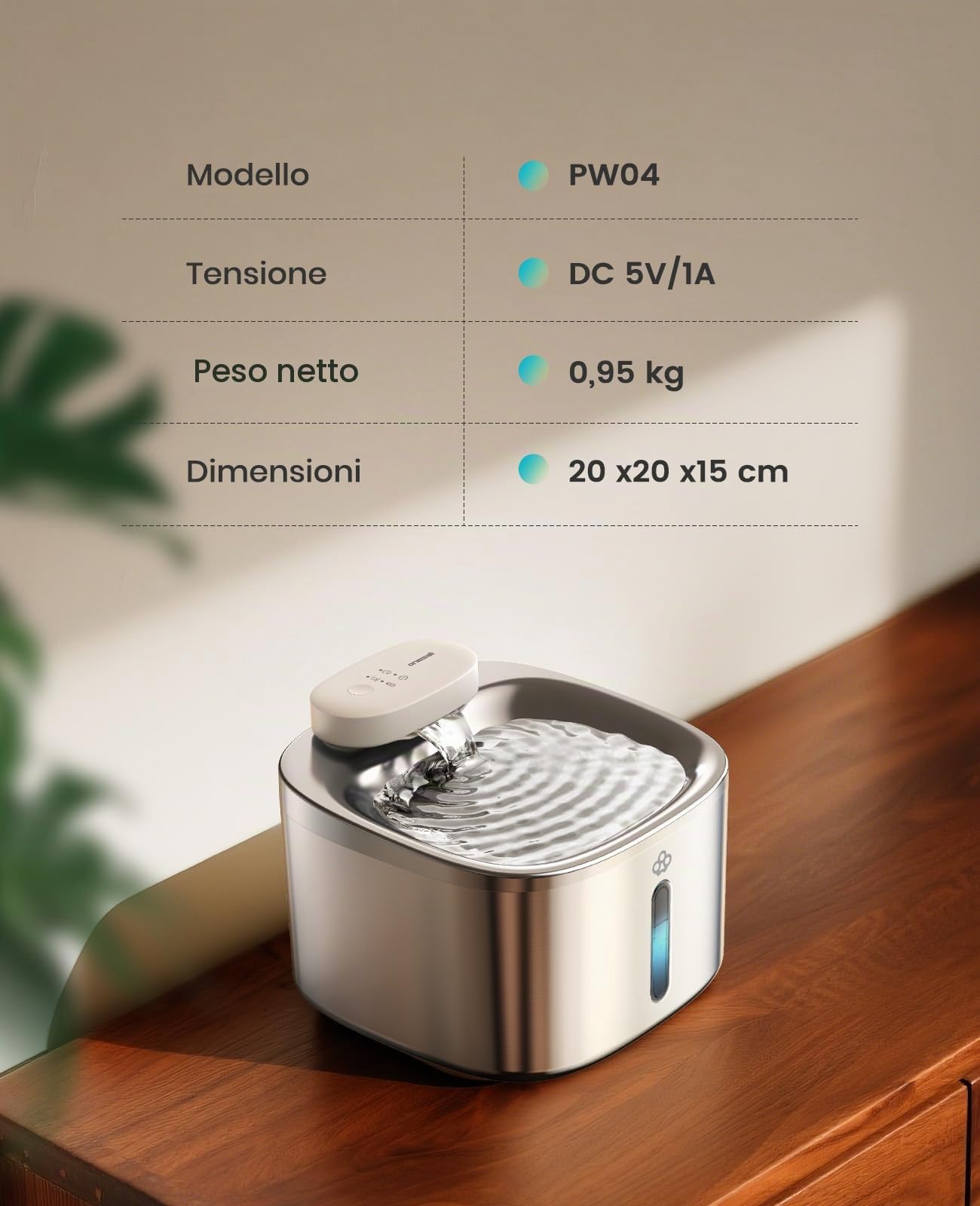 oneisall Fontana per gatti senza fili, Fontana per gatti da 3,5L in acciaio inox, batteria da 5000 mAh, fontanella per gatti con rilevatore di movimento, pompa dell'acqua silenziosa, 3 filtri