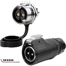 CNLINKO LP-28 2-Pin Waterproof Connector Screw Lock Circular Connector, IP68 Quick Plugging Aviation Connector, M28 Single Hole Socket Panel 2-PIN Screwing