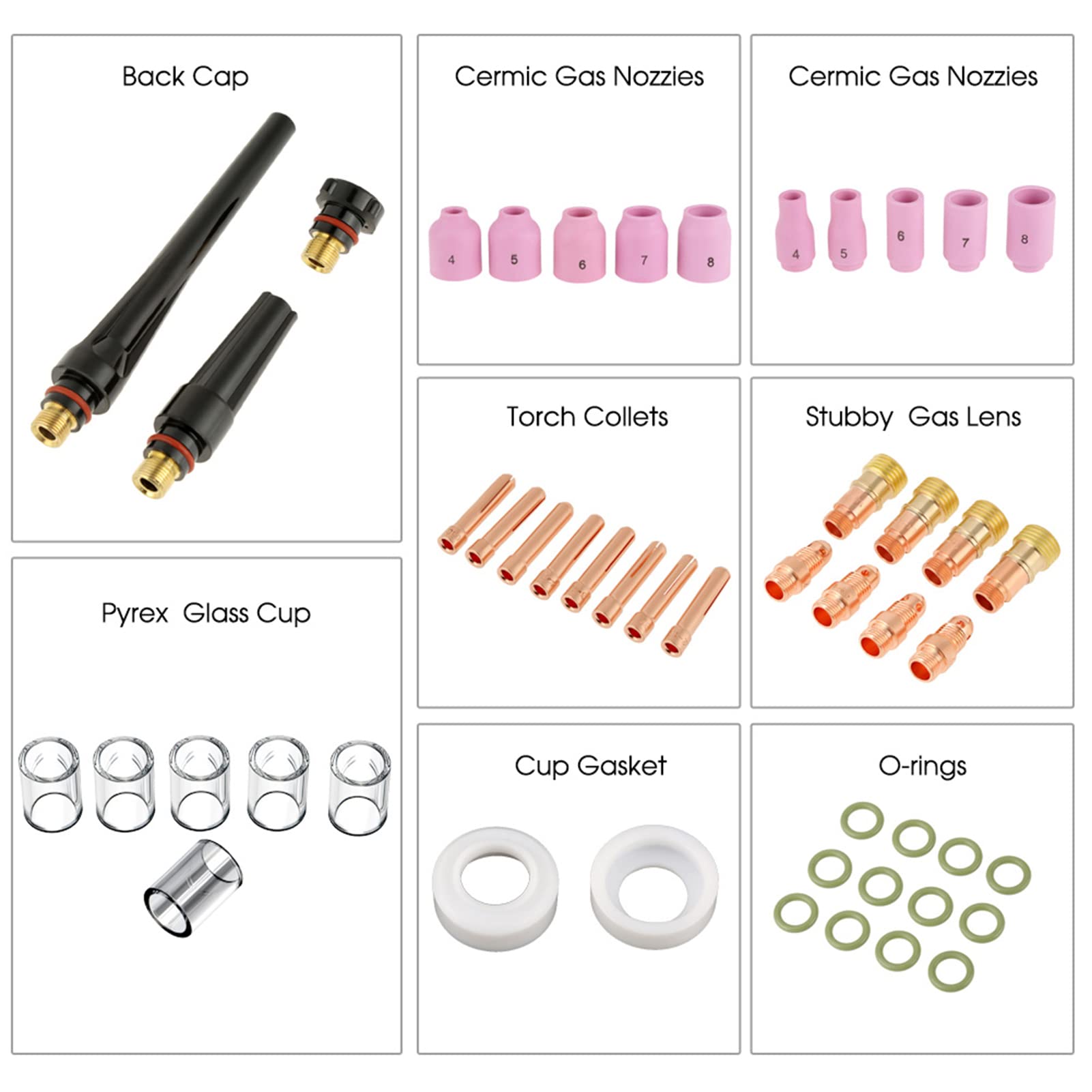 Set Accessori Saldatura TIG 49 Pezzi - Ugelli Per Torce WP-9/17/18/26, Per Alluminio AC/DC - Foto 13