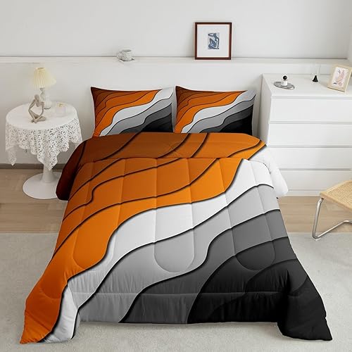 Erosebridal Juego de ropa de cama abstracta con diseño de olas marinas tamaño Queen, juego de edredón y juegos de ropa de cama con temática de playa