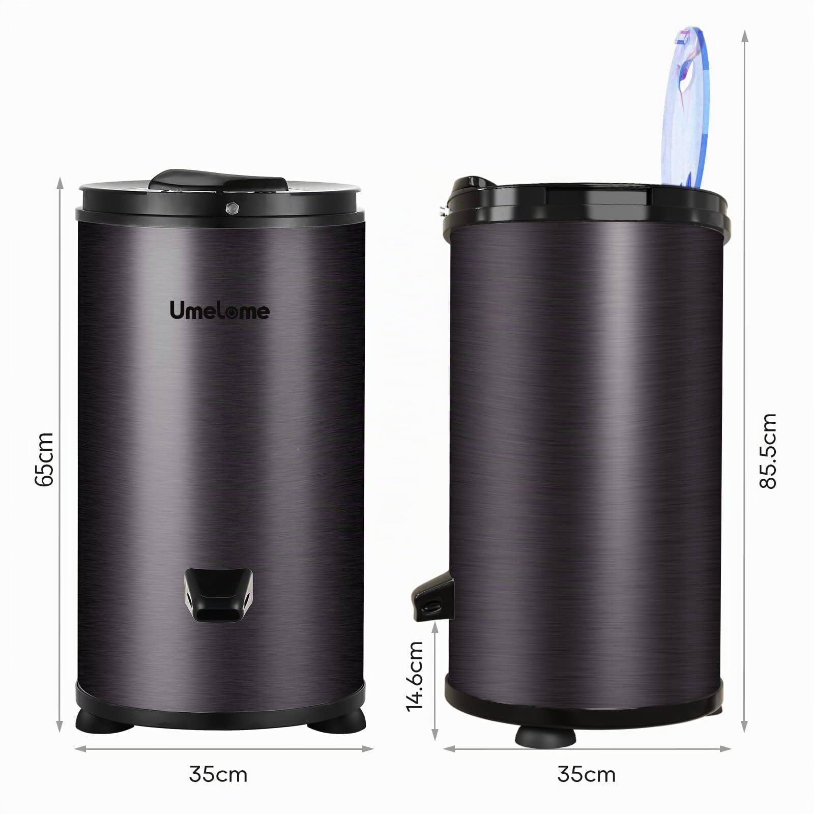 Secador de centrifugado de Umelome 6 kg, secadora de ropa de 2800 rpm, Secadores Giratorios de Clase de eficiencia energética A+++, negro