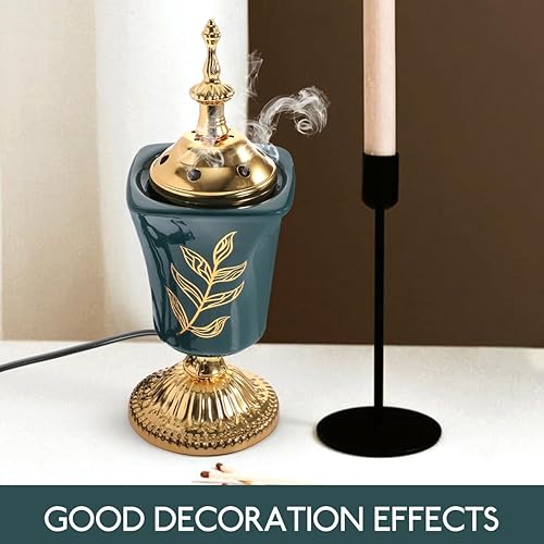 Miniatura 6 de Garneck Quemador eléctrico de incienso estufa de incienso aroma, decoración de Oriente Medio, incensario decorativo para el hogar
