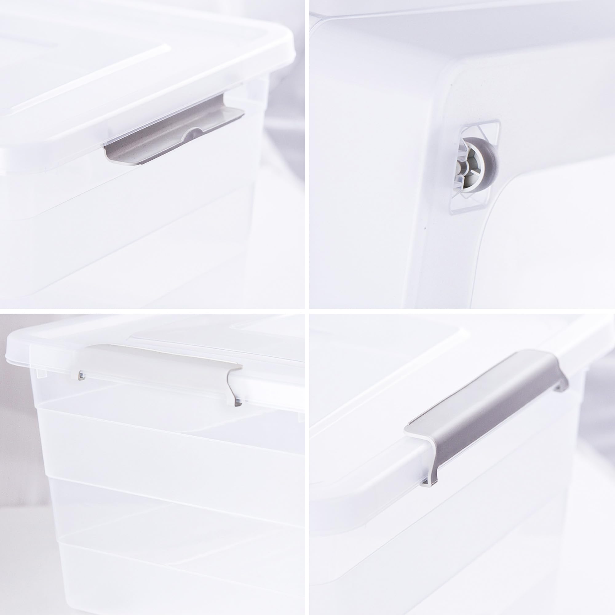 3x Aufbewahrungsbox Mit Deckel Mit Rollen 3er-Set 28L, 40L, 55L Organizer Kunststoff Behälter Container Mit Rädern Kleiderboxen Box Plastik Transparent