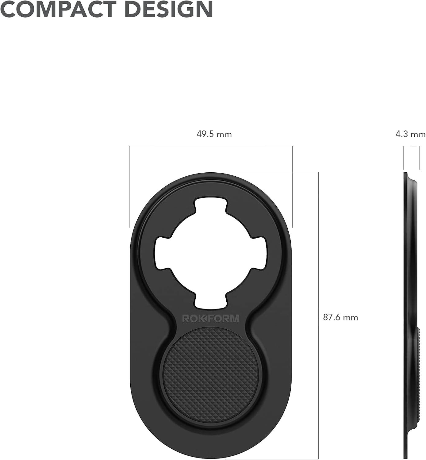 Rokform – Universal Adapter with Twist Lock, Magnetic Phone Mount, Adapter Mounts to Almost Any Smartphone, Phone Case, Tablet, or Flat Surface with 3M VHB Adhesive (Black)