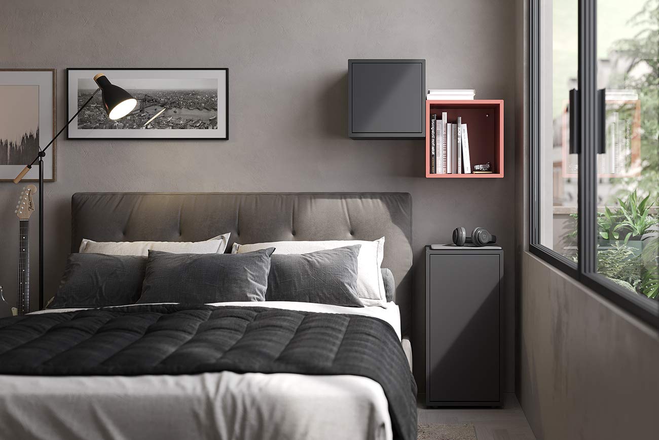 Iconico Home Cubo de pared, 1 estante, con puerta de apertura a presión