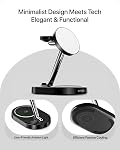 Intoval Fast Charging Station for Magsafe Apple Devices, Wireless Charger for iPhone, 3 in 1 Charger Stand for magsafe for iPhone 17/16/15/14/13/12, Apple Watch & AirPods. (Black)