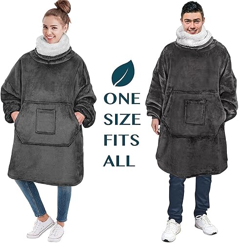 Miniatura 5 de PAVILIA Manta Sherpa con capucha para mujeres y hombres, sudadera con capucha de gran tamaño, manta con capucha para calentar el cuello, forro polar