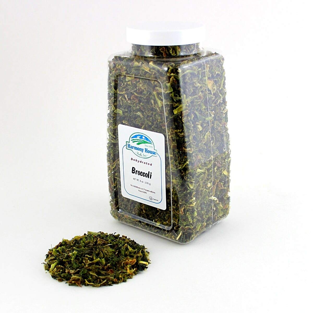 Harmony House Foods Dried Broccoli Flowerets (8 oz, Quart Size Jar) for Cooking, Camping, Emergency Supply, and More
