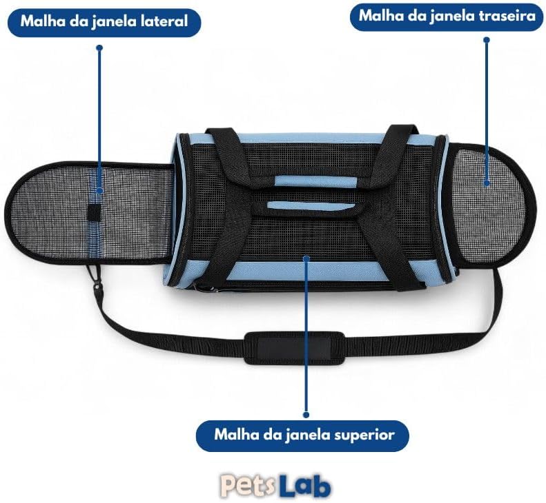Bolsa Pet De Transporte De Avião Cachorro Gato - Azul