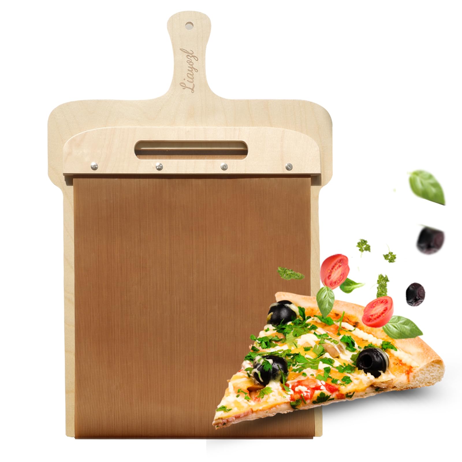 Sliding Pizza Peel, 12 inch Wood Pizza Peel Slider Non-stick Easy Transfer for Pizza Dough (12 inch)