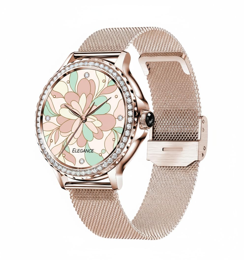 Pard Women Smart Watch, 1.3" HD Screen, Refined Design, with Sleep Detection, Heart Rate/Blood Pressure for iOS Android Devices, Rose Gold