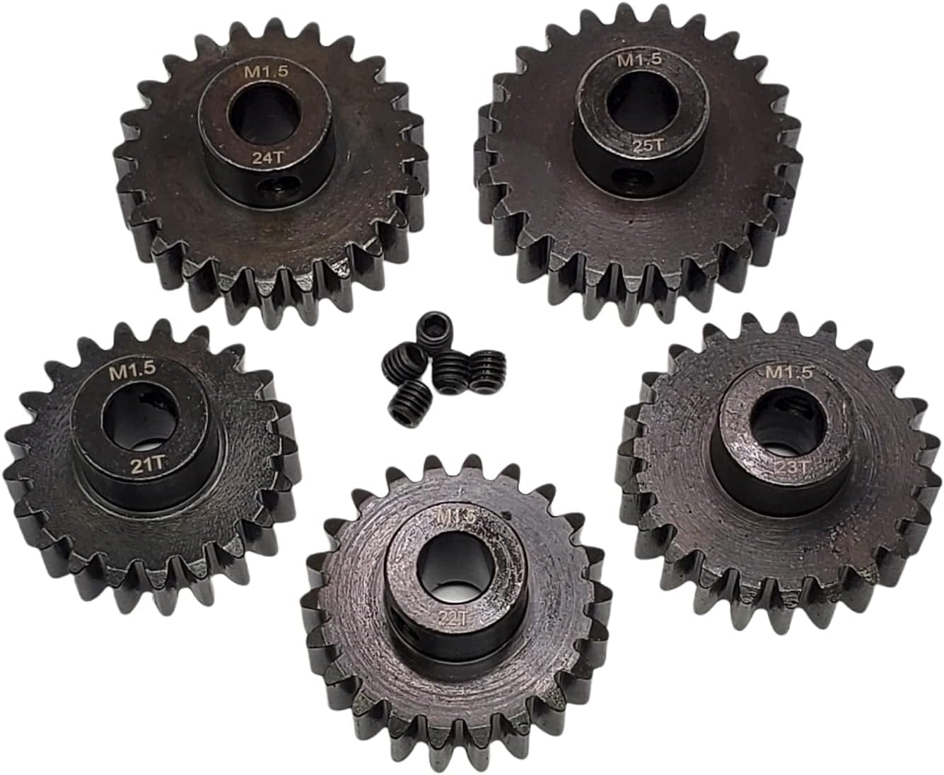 RC MOD1.5 8mm Bore Hardened Steel Pinion Gears: 21T, 22T, 23T, 24T, 25T