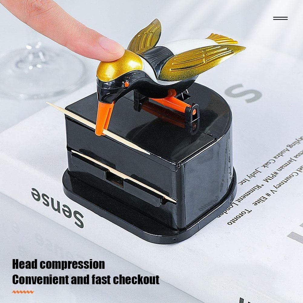 2 Scatoline Portastuzzicadenti A Forma Di Uccello - Design Carino Push-Top, Colori Giallo E Verde, Per Tavola