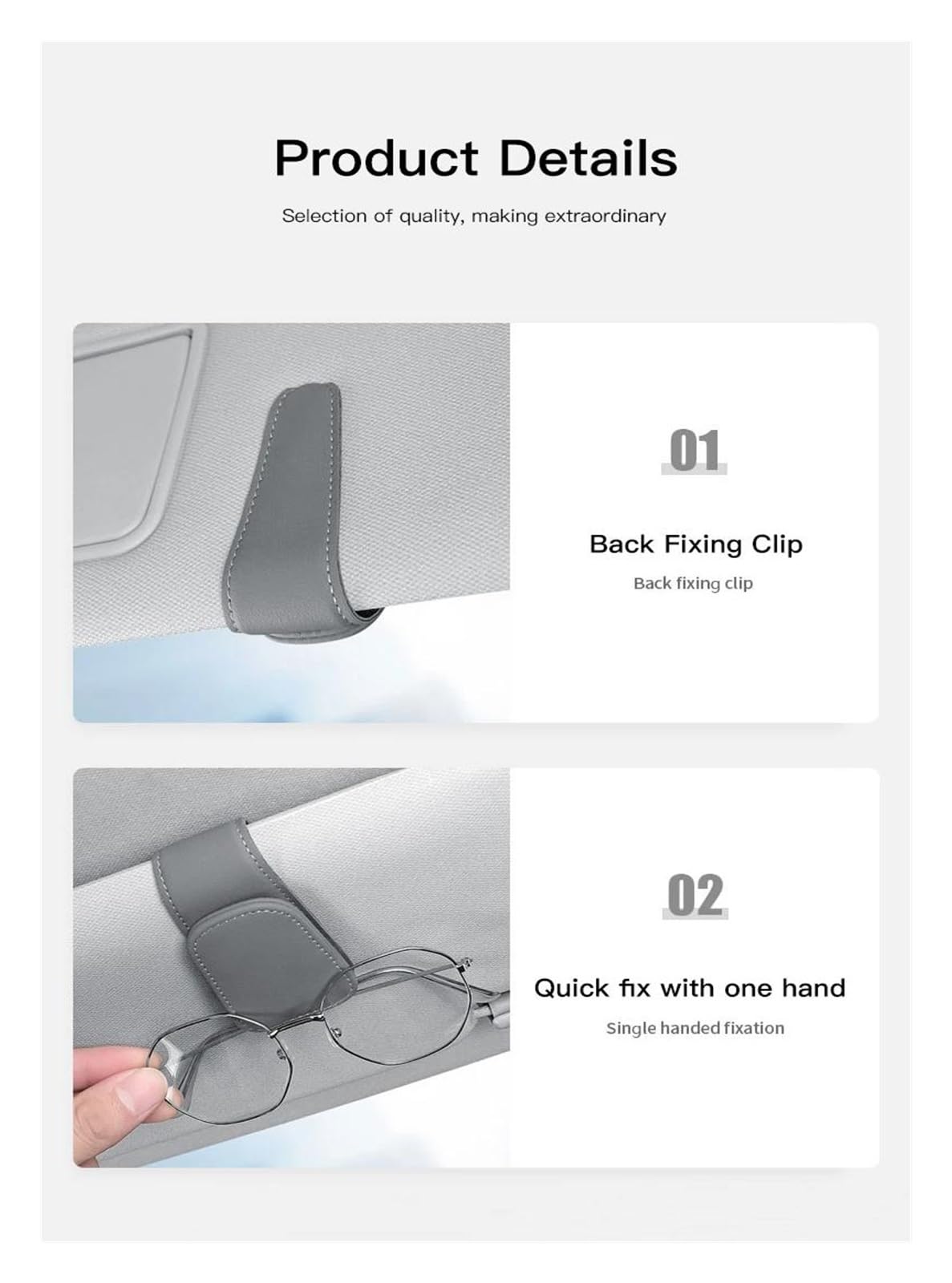 2 Clip Porta Occhiali Magnetici Per Visiera Auto In Similpelle - Supporto Universale Per Occhiali Da Sole, Biglietti E Ricevute (Nero) - 4