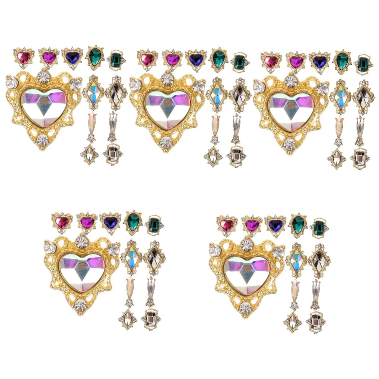 5 Set Crystal Love Diamond Decoration Abbagliare Unghia Cristalli Gemme Per Unghie Per Nail Art Uv Trucco Borchie Per Unghie Gioielli Per Unghie Shinestones Di Nail Art Kit Strass