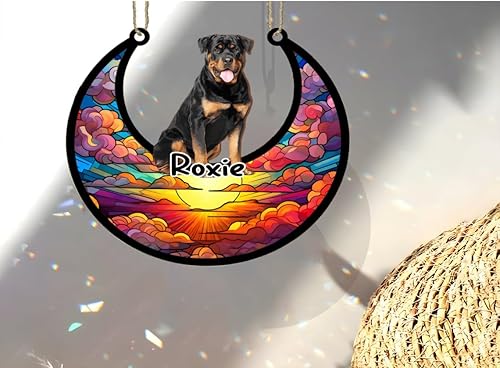 Vista 446 de LOVELYPOD Adorno de Navidad personalizado de perro pastor alemán, atrapasoles conmemorativo, adorno de Navidad de pastor alemán con nombre, pérdida