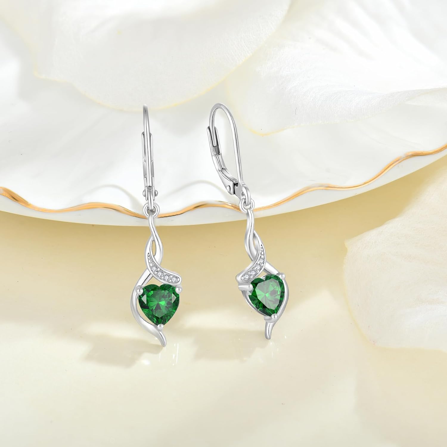 Infinity Dangle Drop Earrings 925 Sterling Silver Love Heart Leverback Earrings Birthstone Jewelry Gifts for Women - Image 5